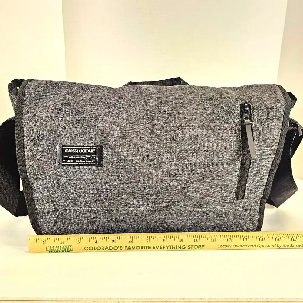 SwissGear Gray Messenger Bag Laptop Shoulder Bag Crossbody 15” Travel Work